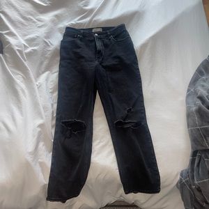 Abercrombie curve love ankle straight black ripped jeans